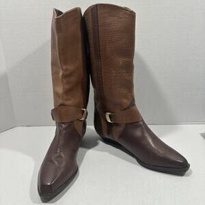RARE Dingo Leather Western Brown SAMPLE Boots W/Harness Women Size 6B Mid-Calf